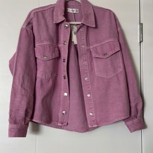 Mango Pink Denim Button-Up Shirt